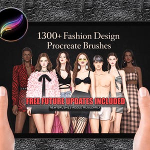 Procreate Fashion Design-borstelset, 1300+ kleding-, stof- en modelborstels, accessoires, textiel (digitale download)