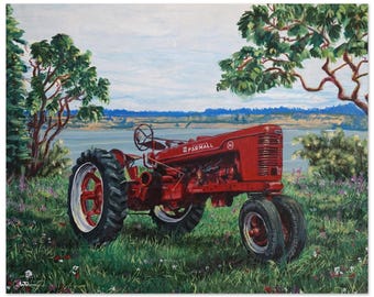 Farmall Tractor on San Juan Island – Print of Acrylic Painting