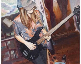 Self-Portrait Bass Guitar -  Fine Art Print