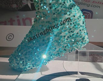 Fundas para patines de hielo y de ruedas de la gama "Go sparkle baby" en azul turquesa de Skating Bling.