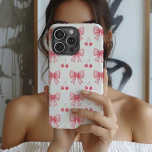 Coquette Cute Cherry Bow Magnetic Phone Cases, Stylish Accessories for Her, Unique Gift for Birthdays, Fashionable Tech Protection