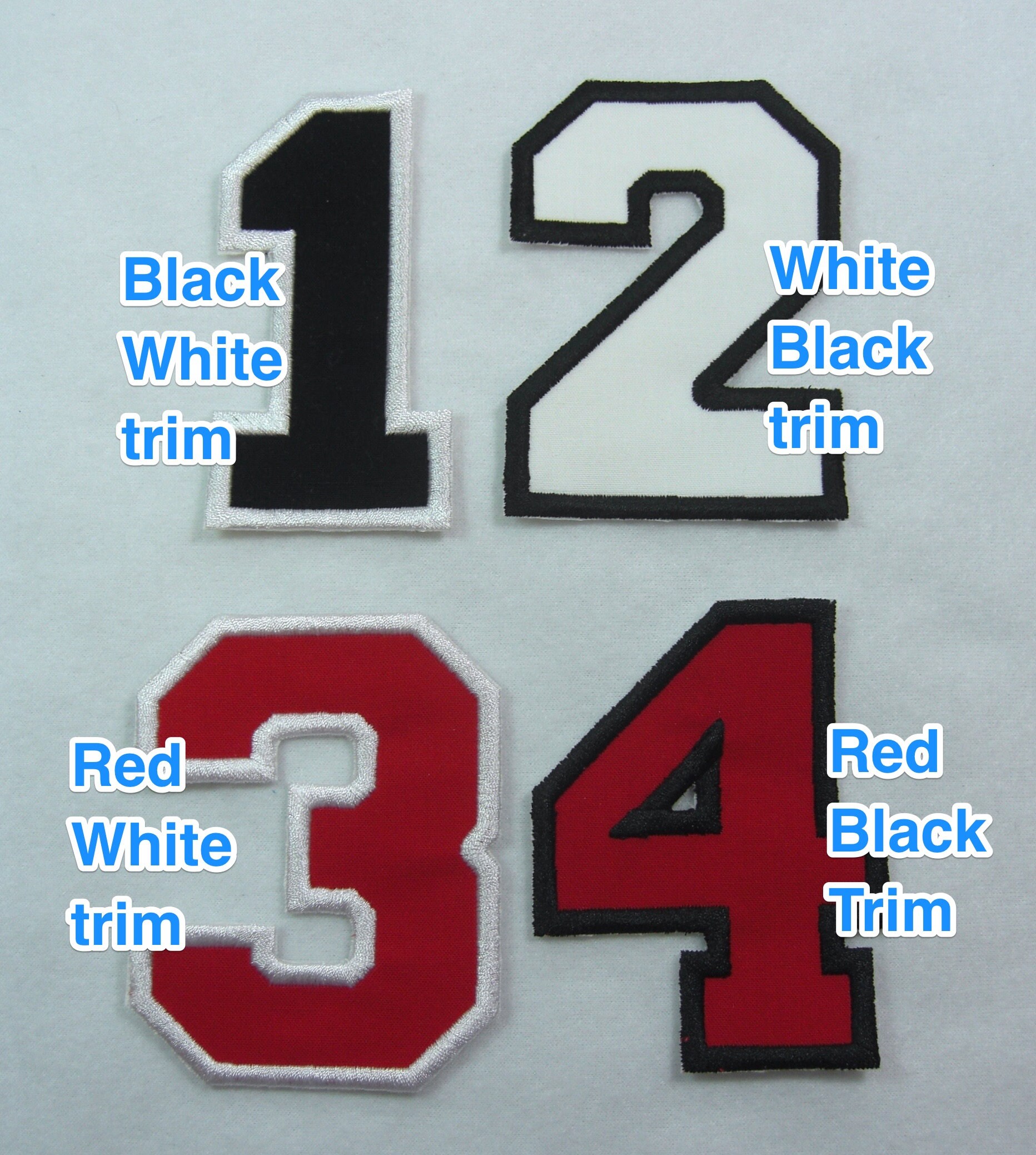 6 Inch Varsity/Letterman Numbers with Contrasting Trim Fabric Etsy