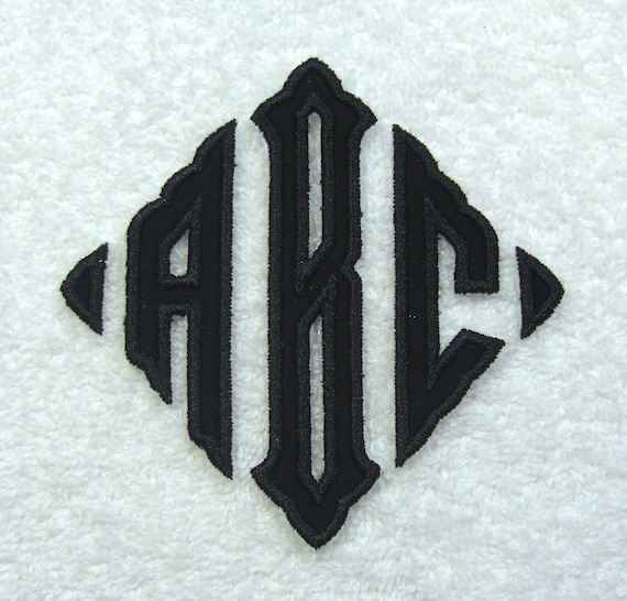 Fabric Embroidered Iron On Applique Patch MADE TO ORDER Triple Scallop Monogram Large