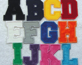 2 Inch College/Varsity Letter/Monogram Fabric Embroidered Iron On Applique Patch MADE TO ORDER