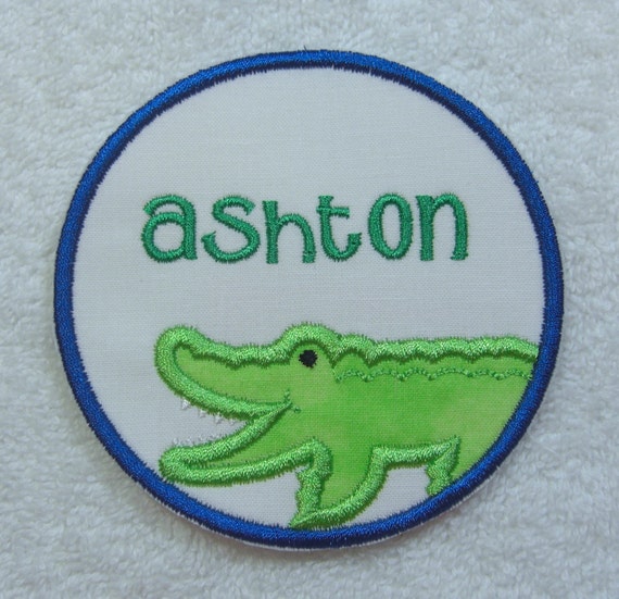 Large Green Alligator//Gator//Reptile Iron on Applique//Embroidered Patch