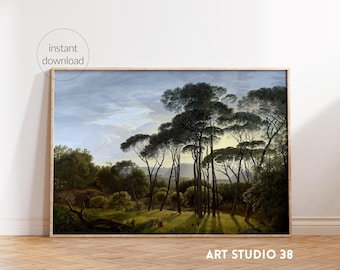 Printable Italian Landscape Art | Umbrella Pines | Hendrik Voogd Vintage Oil Painting | Digital Wall Art | Instant Download Decor | Timeless