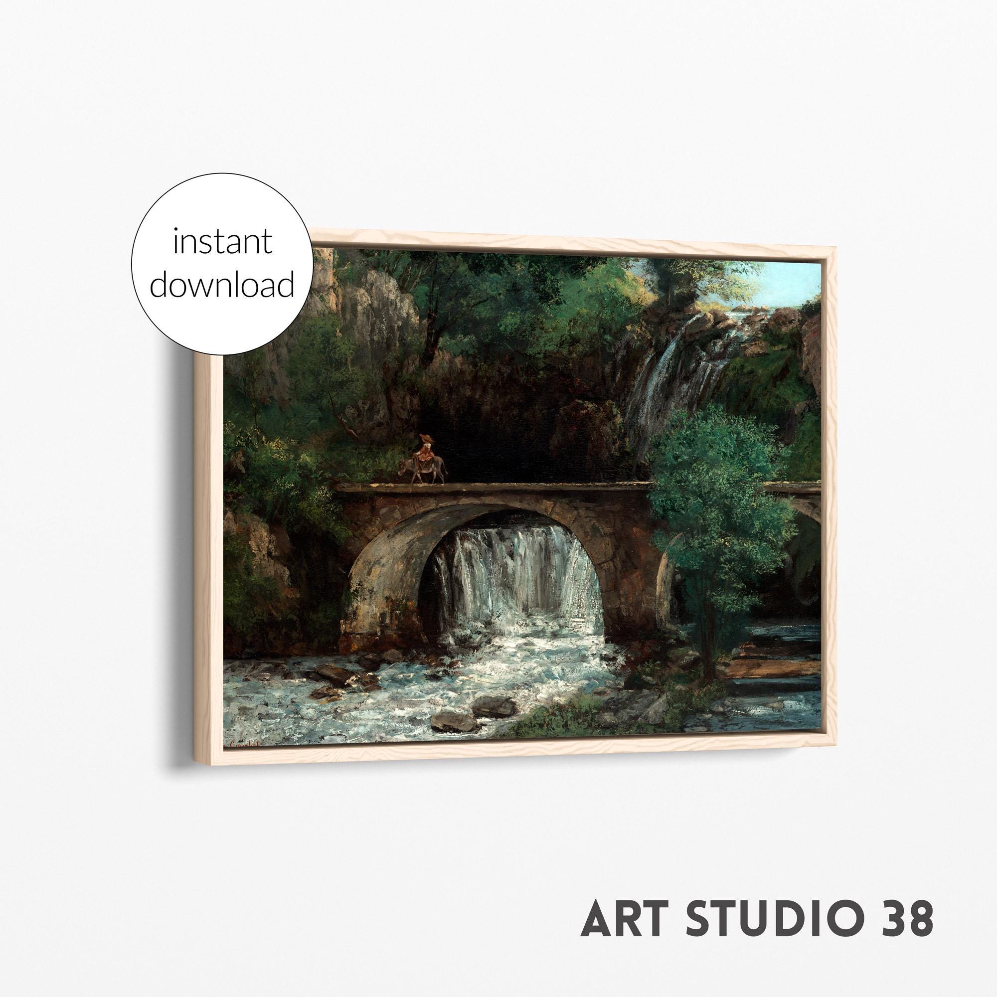 Printable Vintage Landscape Art Gustave Courbet The Great Bridge French Classic Digital Download Wall Decor Antique Artwork for Office Gift