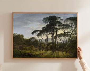 Hendrik Voogd: Italian Landscape With Umbrella Pines Vintage Art