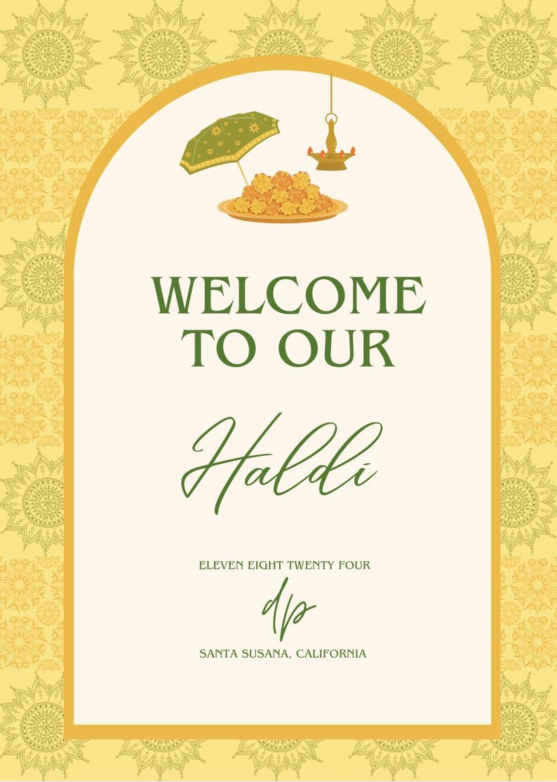 Indian Wedding Welcome Sign, Haldi Welcome Sign, Customizable Wedding ...