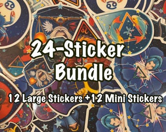 24-Sticker Bundle; All 12 Large Stickers and all 12 Mini Stickers with your choice of Laminate.