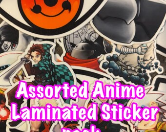 Assorted Anime Laminated Sticker Pack: 13 Stickers