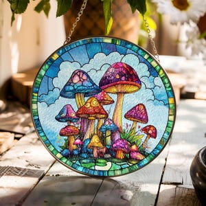 Mushroom Garden Suncatcher, Mushroom Window Hangings For Garden, House Decoration, Mushroom Decor, Mushroom Lover Gift, Housewarming