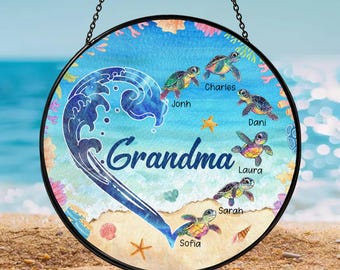 Attrape-soleil personnalisé en verre teinté grand-mère tortue