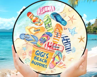 Attrape-soleil en vitrail de plage : cadeau copains de plage de grand-mère