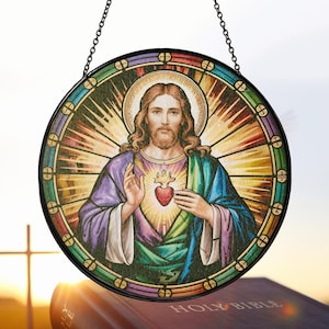 Christian Suncatcher, Spiritual Gifts for Christians, Religious, Christmas Decorations Suncatcher Ornaments Christian Gifts for Women, Men