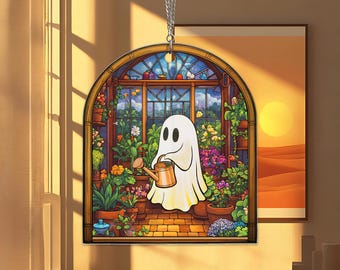 Ghost Plant Acrylic Suncatcher: Halloween Window Decor