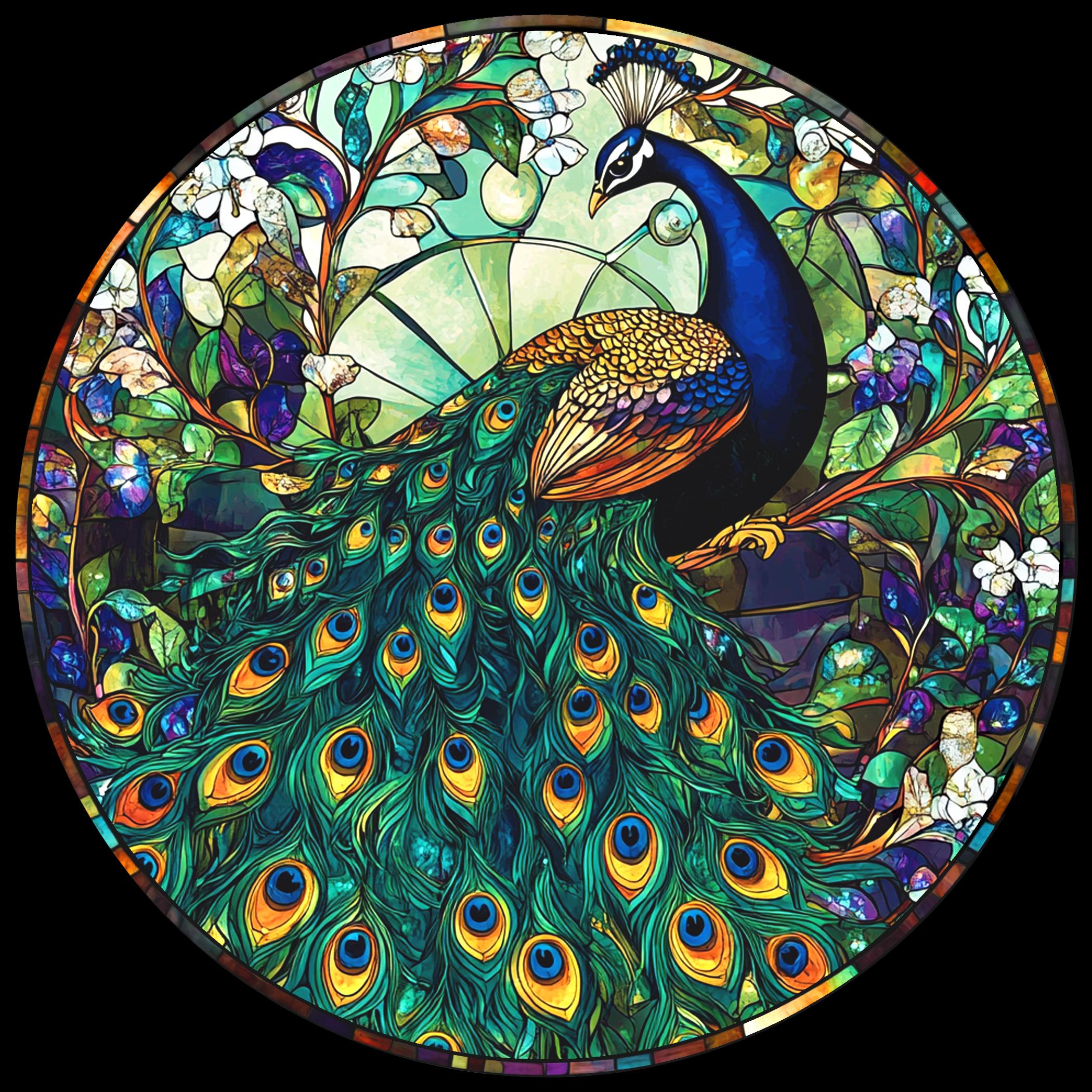Peacock Stained Glass Suncatcher: Window Hanging Art Decor - Etsy