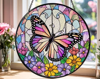 Butterfly Stained Glass Suncatcher: Window Decoration, Home Decor