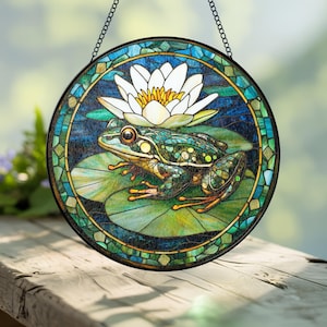 Acchiappasole in vetro colorato a forma di rana, decorazione da parete per finestre a forma di rana verde, regalo per gli amanti delle rane, regalo per gli amanti della natura, ornamento a forma di rana.