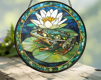 Frog Stained Glass Suncatcher: Window Hanging, Nature Lover Gift