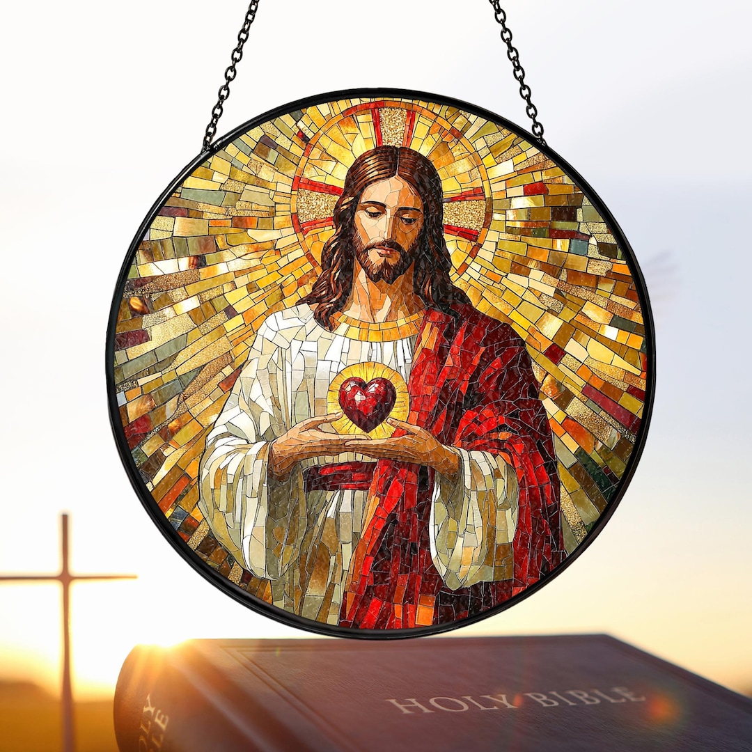 5x7 Glass Sacred Heart main image 1