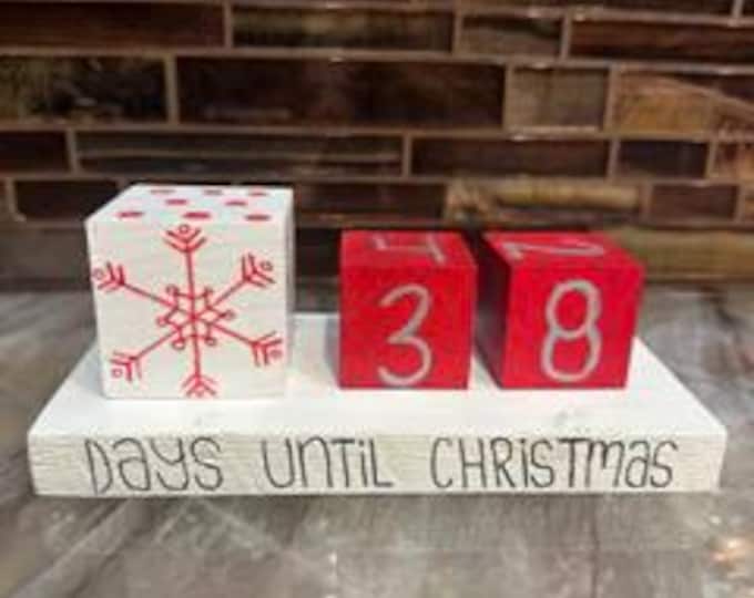 Festive Wooden Christmas Countdown Block Set: Personalized Holiday Decor for Winter Season