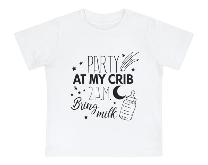 Infant Outfit| "Party at my Crib" Baby T-Shirt| Handmade Cute Newborn Clothes| Bodysuit| Baby Shower Gift