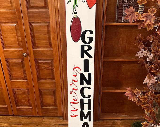 Festive Grinchmas Outdoor Wooden Sign: Waterproof Holiday Decor for Home & Yard