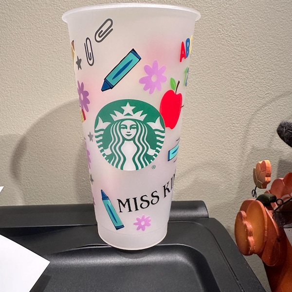 Personalized Starbucks-Style Tumbler for Educators: Customized Reusable Coffee Cup Gift