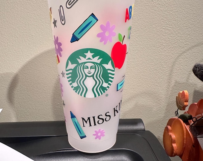 Personalized Starbucks-Style Tumbler for Educators: Customized Reusable Coffee Cup Gift