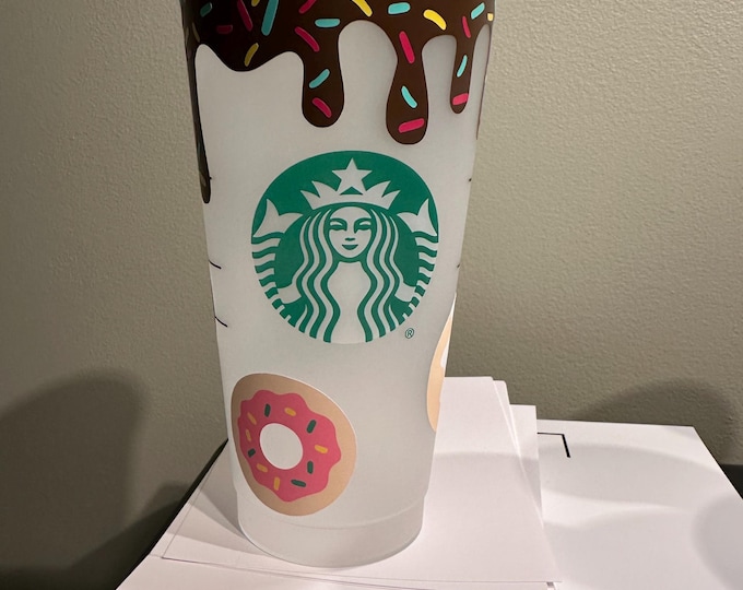 Handmade Donut Starbucks Cup | Doughnut Coffee Tumbler | Eco-Friendly Reusable Cup | Cute Gift Idea