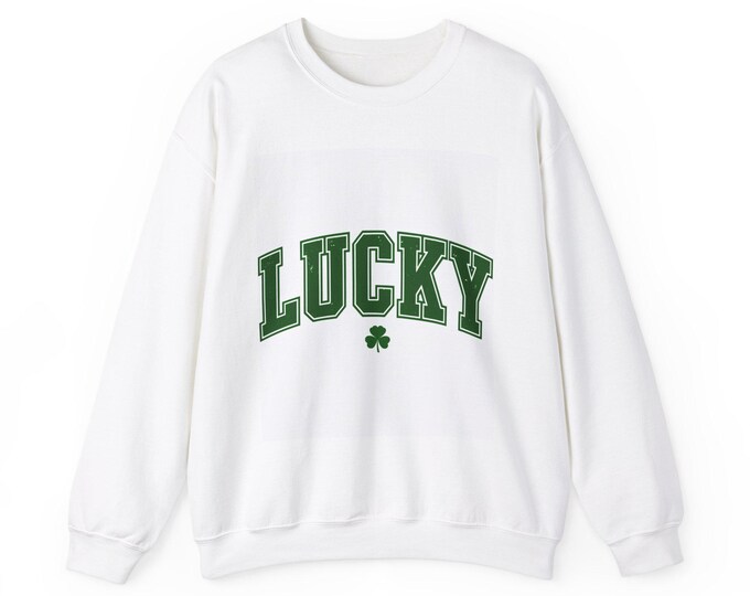 Handmade Lucky Green Unisex Sweatshirt | St. Patrick's Day Crewneck Jumper | Shamrock Sweater|