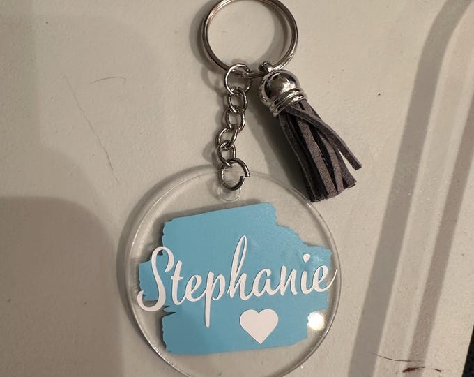 Personalized 2-inch Acrylic Keychain with Custom Name and Vibrant Background