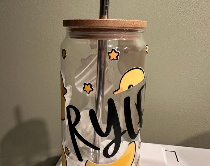 Personalized Clear Duck Tumbler - Custom Name Glass Cup for Duck Lovers and Collectors