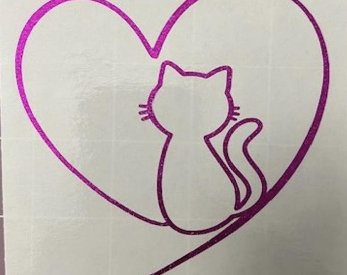 Cat and Heart Design Car Decal | Animal Lover Window Sticker  |Cute Gift