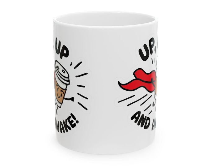 Up Up and Awake Coffee Mug, 11oz | 15oz - Flying Cup Gift for Coffee Lovers| Kitchen Decor | Office Novelty| Handmade