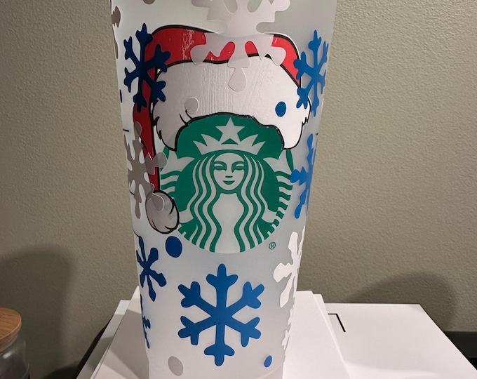 Personalized Snowflake Starbucks Tumbler | Frosty Winter Cold Cup Design | Custom Name Gift
