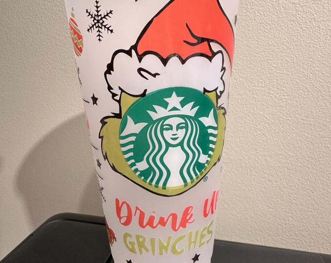 Grinch-Inspired Starbucks Cup: Festive Holiday Tumbler for Hot & Cold Drinks