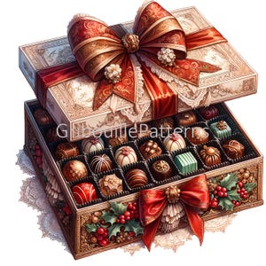 Victorian christmas chocolate box 1,  modèle de point de croix, Noël, Chocolat, PDF, couverture partielle, compatible PK et Saga