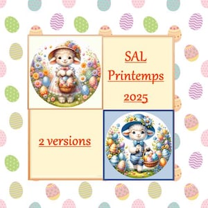 SAL &quot;Victorian Easter Lambs&quot; in two versions, cross stitch pattern, Stitch-A-Long, PDF, PK and Saga compatible, full coverage