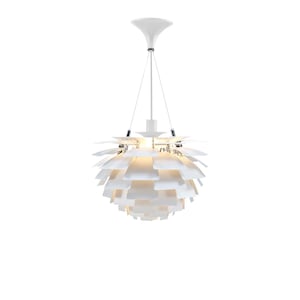 Artichoke Pendant Light - White Metal Finish -Poul Henningsen Chandelier Style - 3 Sizes