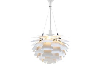 Artichoke Pendant Light - White Metal Finish -Poul Henningsen Chandelier Style - 3 Sizes
