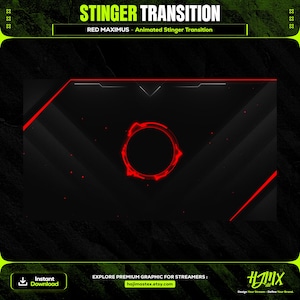 Transição do Stinger animado Red Maximus para transmissão | Twitch, YouTube e Kick | Gráfico completo de transmissão ao vivo.