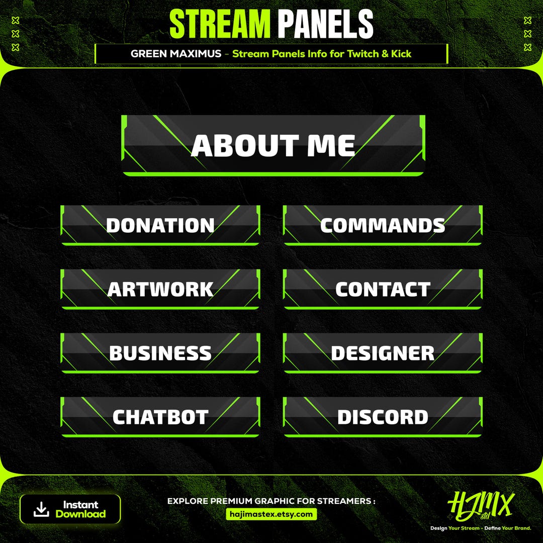 Stream Panels Info Bundle for Twitch & Kick - 32x Green Maximus | About ...