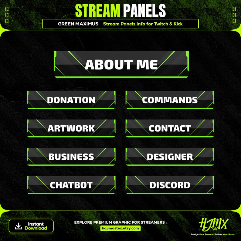Stream Panels Info Bundle for Twitch & Kick - 32x Green Maximus | About ...