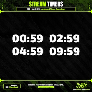 Maximus Animierter Timer Countdown für Stream | Twitch, YouTube & Kick | 1 Meter, 3 Meter, 5 Meter, 10 Meter | Komplette Livestream Grafik.