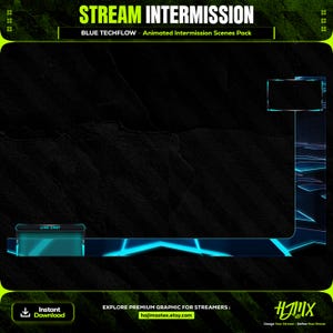 4x Blue Techflow Animated Intermission Scenes for Twitch, Kick ...