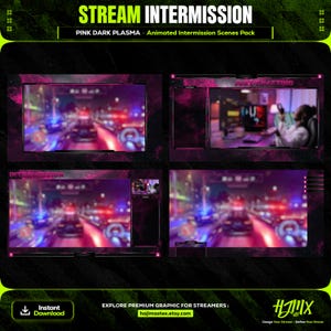 Pink Galaxy Animated Stream Scenes: Twitch, Kick, YouTube (Digital Download)