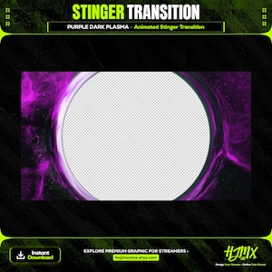 Galaxy Purple Dark Plasma Animated Stinger Transition for Stream | Twitch, YouTube & Kick | Complete Livestream Graphic.