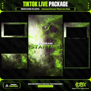 Galaxy Neon Dark Plasma Animated Tiktok Live Streaming Package | screens,webcams,transition | vertical design - clean - cozy.